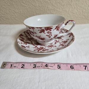 Caldo Fredo Cup And Saucer Red White And Gold Rimmed